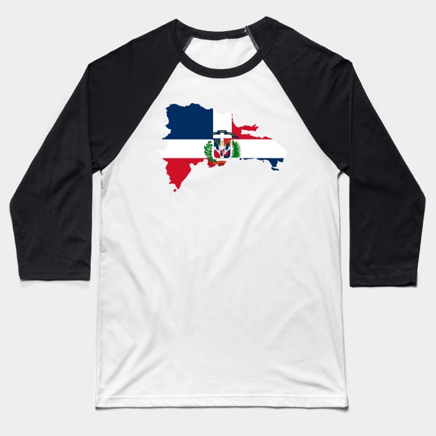 Dominican Republic Flag Map Baseball T-Shirt by Historia